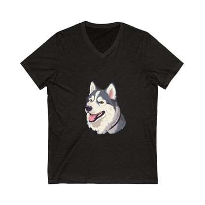 Malamute Head Unisex Short Sleeve V-Neck Tee