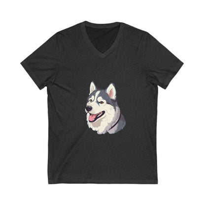 Malamute Head Unisex Short Sleeve V-Neck Tee