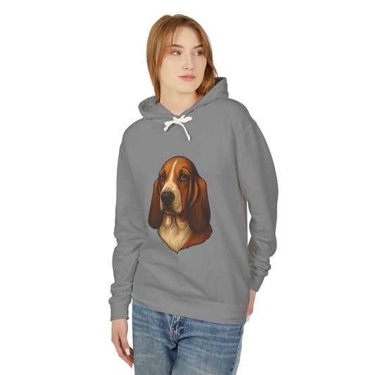 Basset Hound Head Unisex Lightweight Hoodie