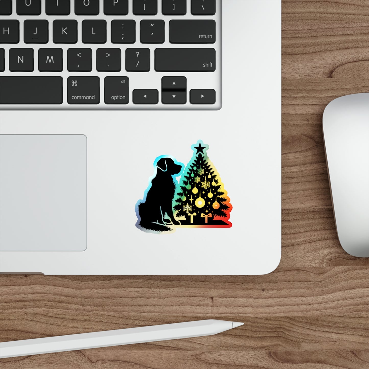 Golden Christmas Tree Holographic Sticker