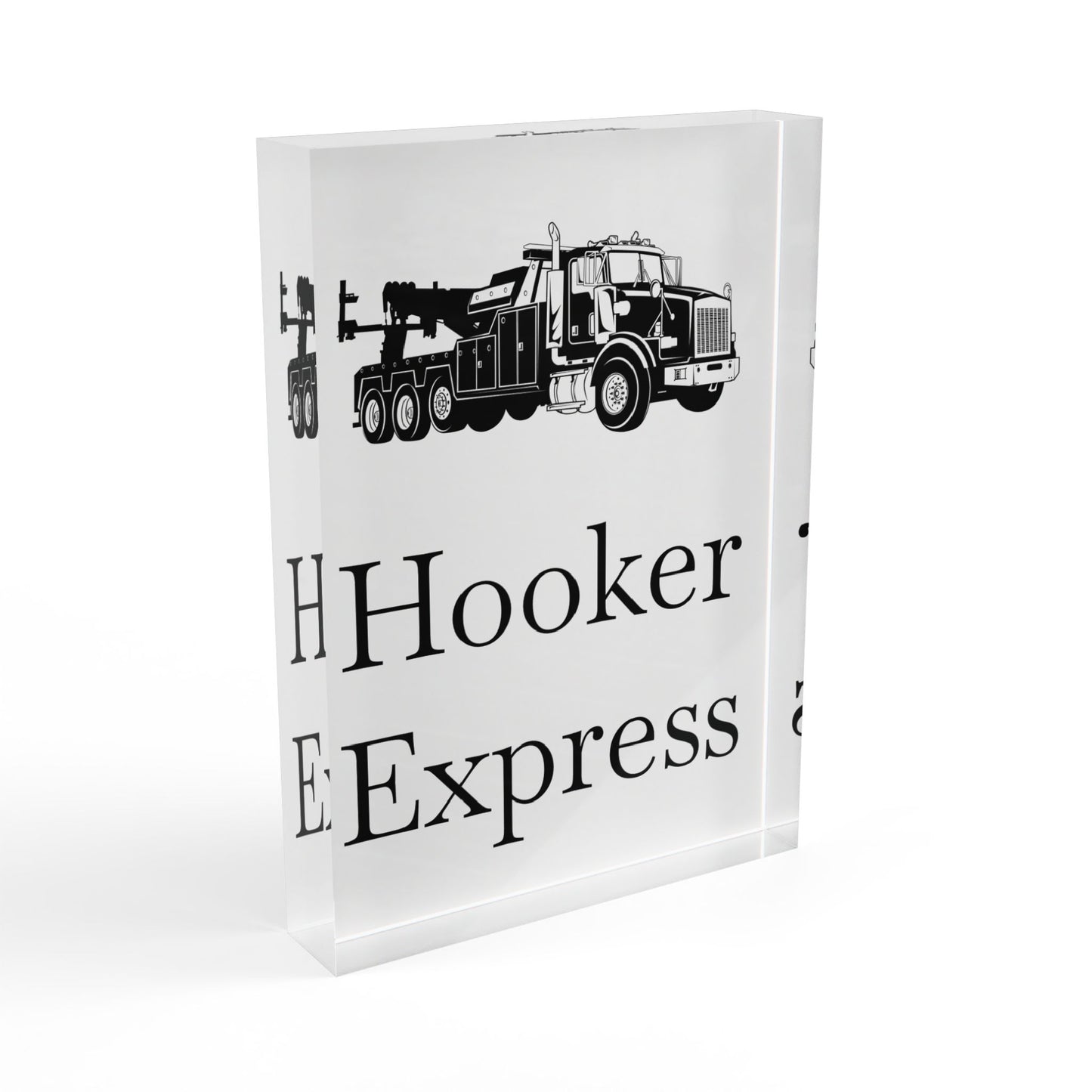 H**ker Express Heavy Tow Truck Acrylic Photo Block