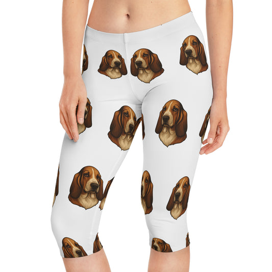 Basset Hound Head Women's Capri Leggings