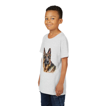 German Shepherd Head Youth Unisex Short Sleeve Crewneck Tee