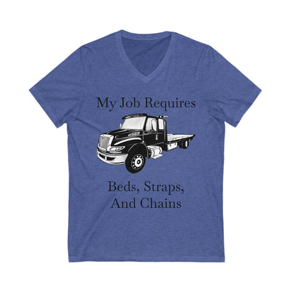 Beds, Straps, And Chains Unisex Short Sleeve V-Neck Tee