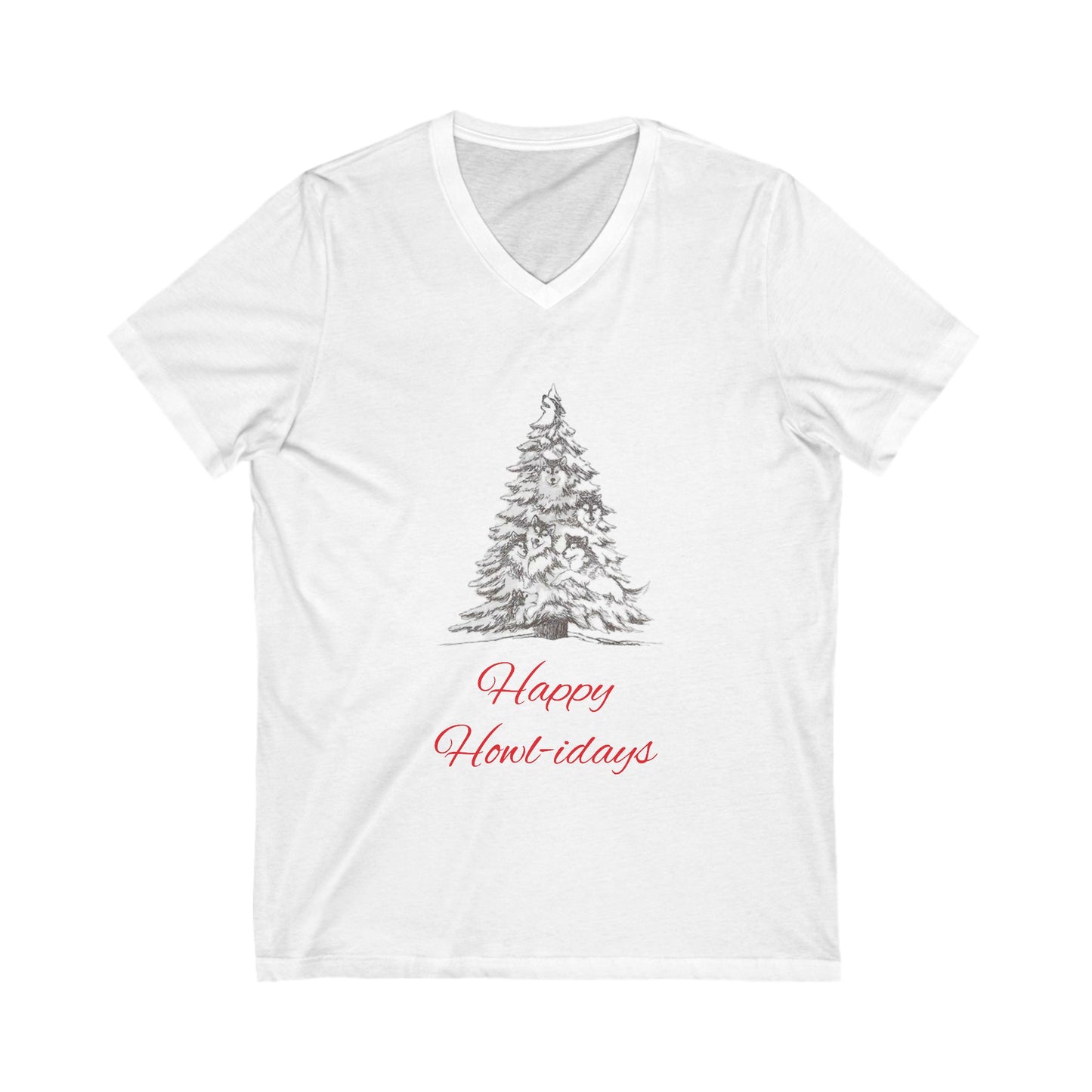 Happy Howl-idays Unisex Short Sleeve V-Neck Tee