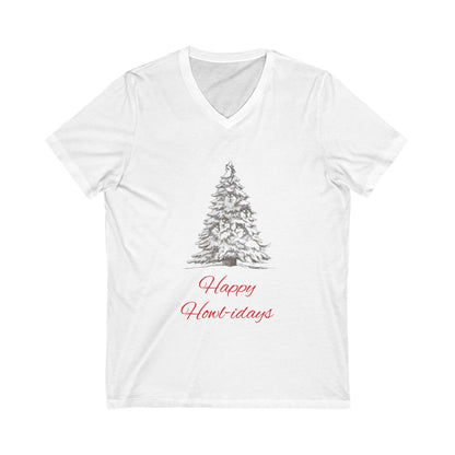 Happy Howl-idays Unisex Short Sleeve V-Neck Tee
