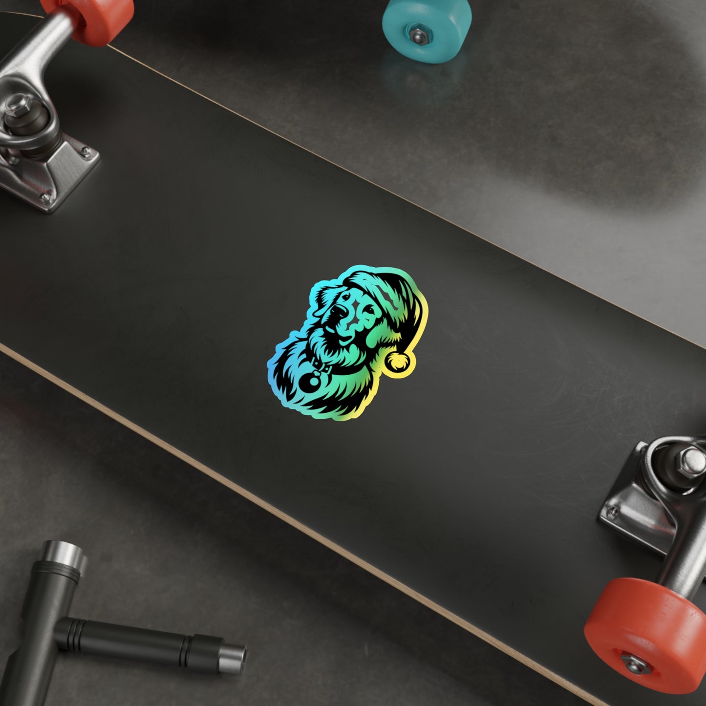 Santa Paws Golden Holographic Sticker