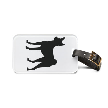 Basenji Silhouette Leather Strap Luggage Tag