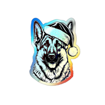 Santa Paws German Shepherd Holographic Sticker