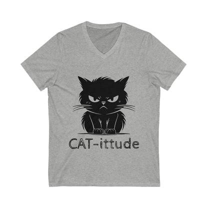 CAT-ittude Unisex Short Sleeve V-Neck Tee
