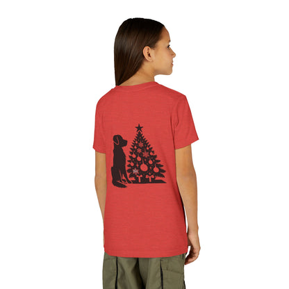 Golden Christmas Tree Youth Unisex Short Sleeve Crewneck Tee