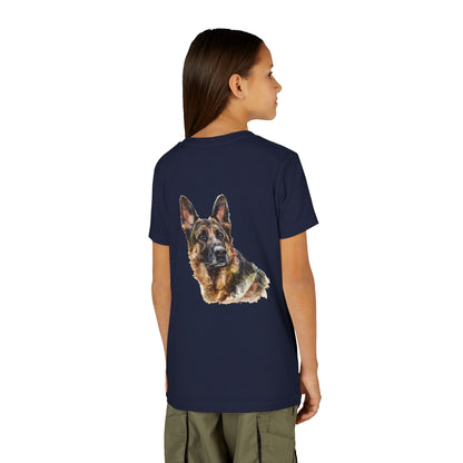 German Shepherd Head Youth Unisex Short Sleeve Crewneck Tee