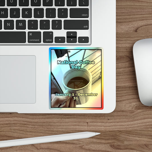 National Coffee Day Holographic Sticker