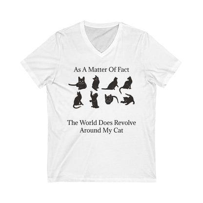 Matter Of Fact Cat Unisex Short Sleeve V-Neck Tee