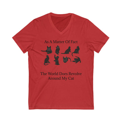 Matter Of Fact Cat Unisex Short Sleeve V-Neck Tee