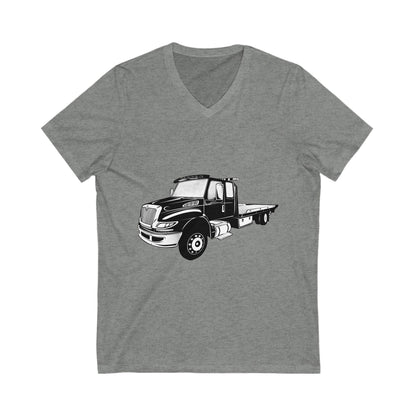 Flatbed Tow Truck Unisex Short Sleeve V-Neck Tee