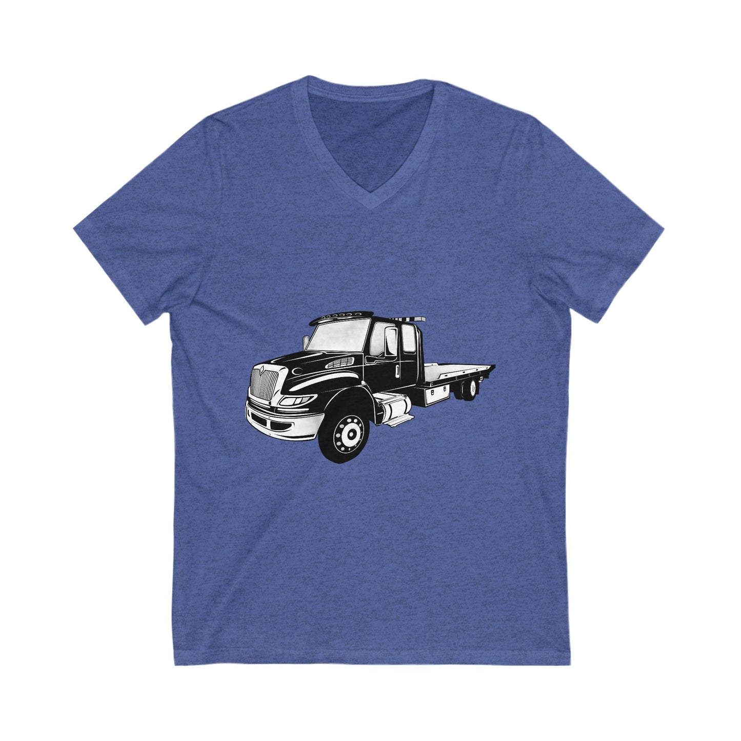 Flatbed Tow Truck Unisex Short Sleeve V-Neck Tee