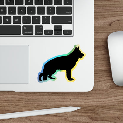 German Shepherd Silhouette Holographic Sticker