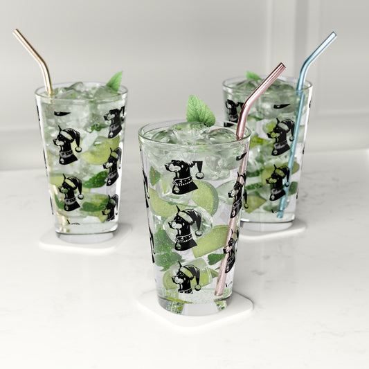 Santa Paws Doberman Drinking Glass