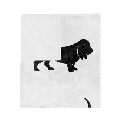 Basset Hound Silhouette Velveteen Microfiber Blanket