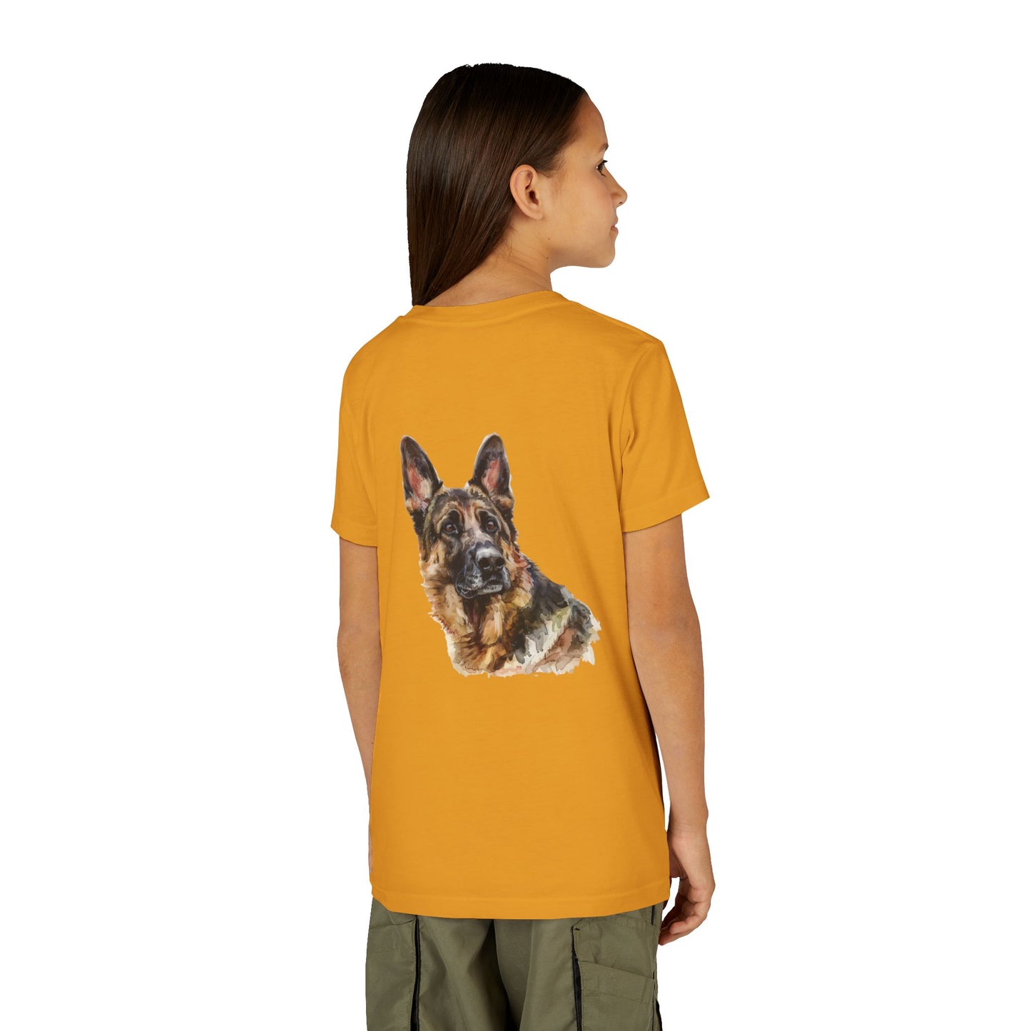 German Shepherd Head Youth Unisex Short Sleeve Crewneck Tee