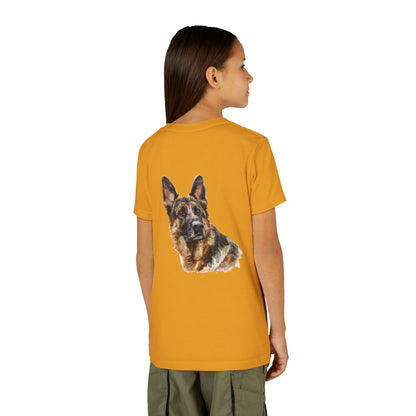 German Shepherd Head Youth Unisex Short Sleeve Crewneck Tee