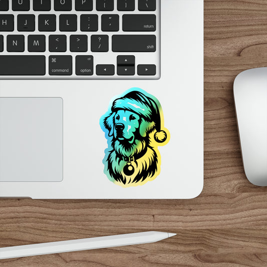 Santa Paws Golden Holographic Sticker