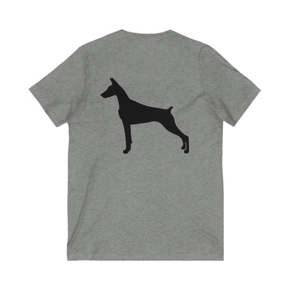 Doberman Silhouette Unisex Short Sleeve V-Neck Tee