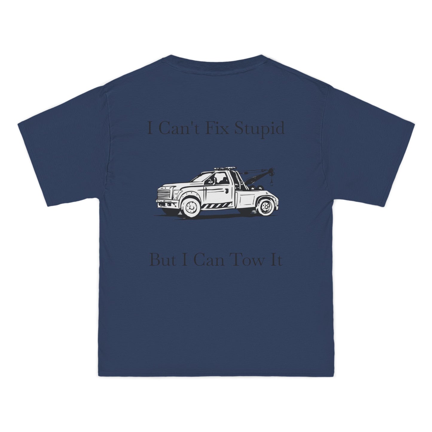 I Can't Fix Stupid Wheel Lift Tow Truck Men's Short-Sleeve Crewneck Tee