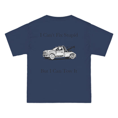 I Can't Fix Stupid Wheel Lift Tow Truck Men's Short-Sleeve Crewneck Tee