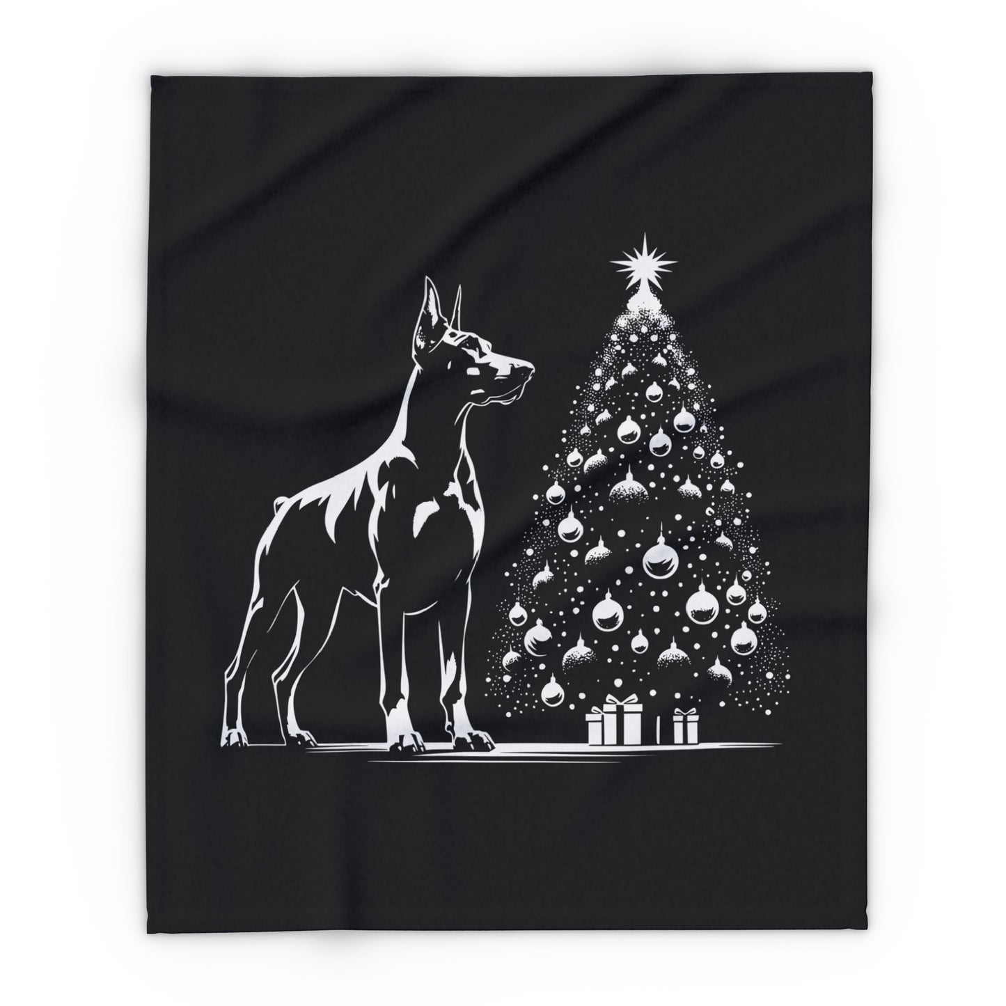 Doberman Christmas Tree Arctic Fleece Blanket