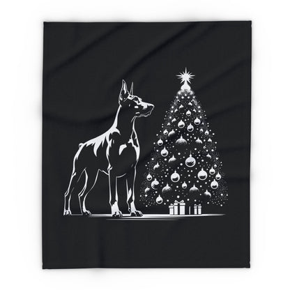 Doberman Christmas Tree Arctic Fleece Blanket