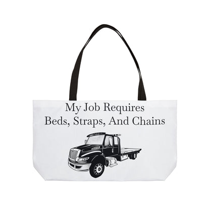 Beds, Straps, And Chains Weekender Tote Bag