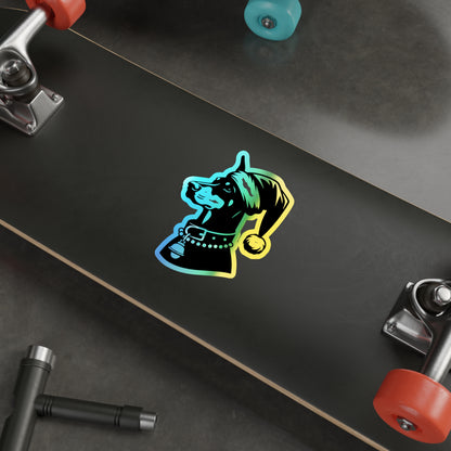 Santa Paws Doberman Holographic Sticker