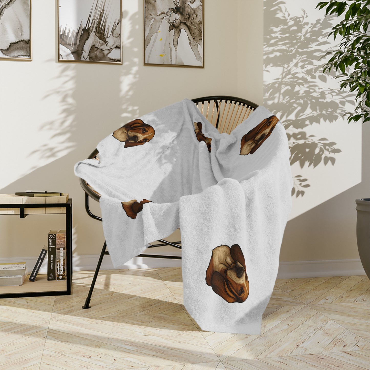 Basset Hound Head Velveteen Microfiber Blanket