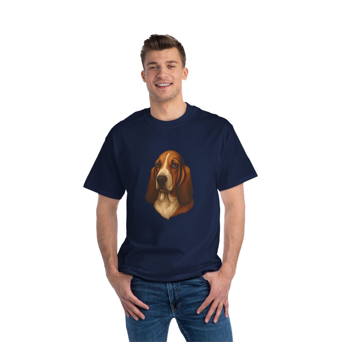 Basset Hound Head Men's Short-Sleeve Crewneck Tee