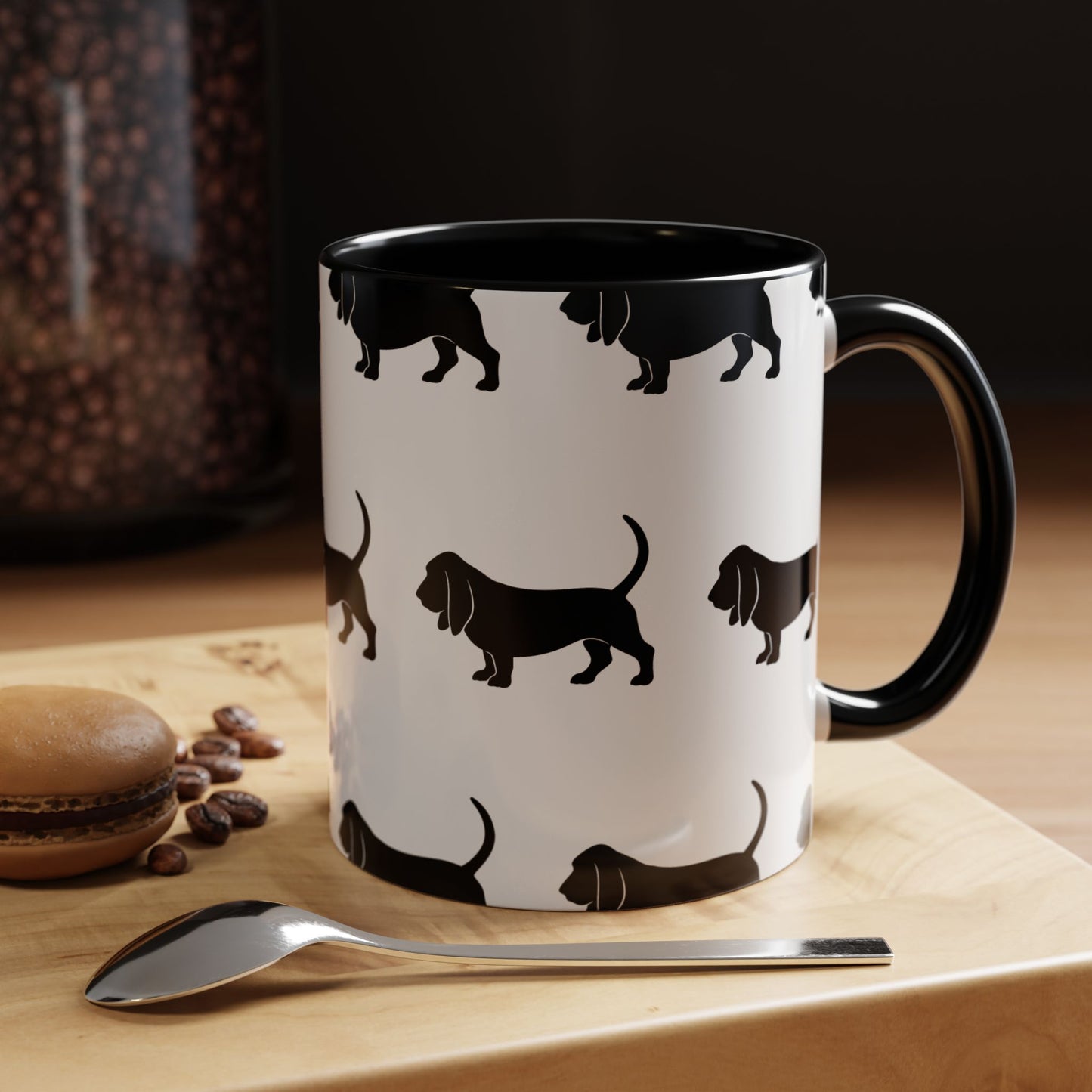 Basset Hound Silhouette 2-Tone Coffee Mug