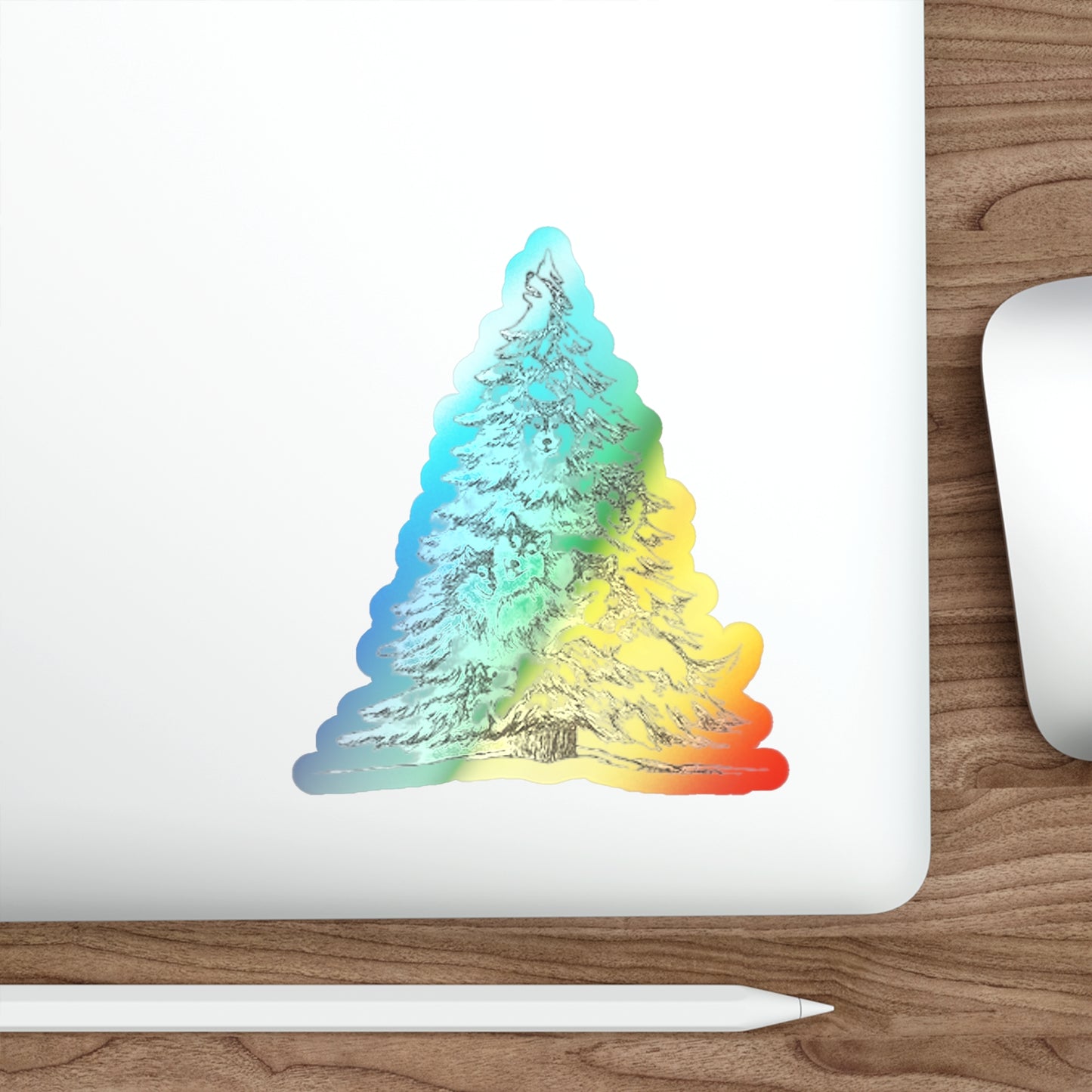 Happy Howl-idays Holographic Sticker