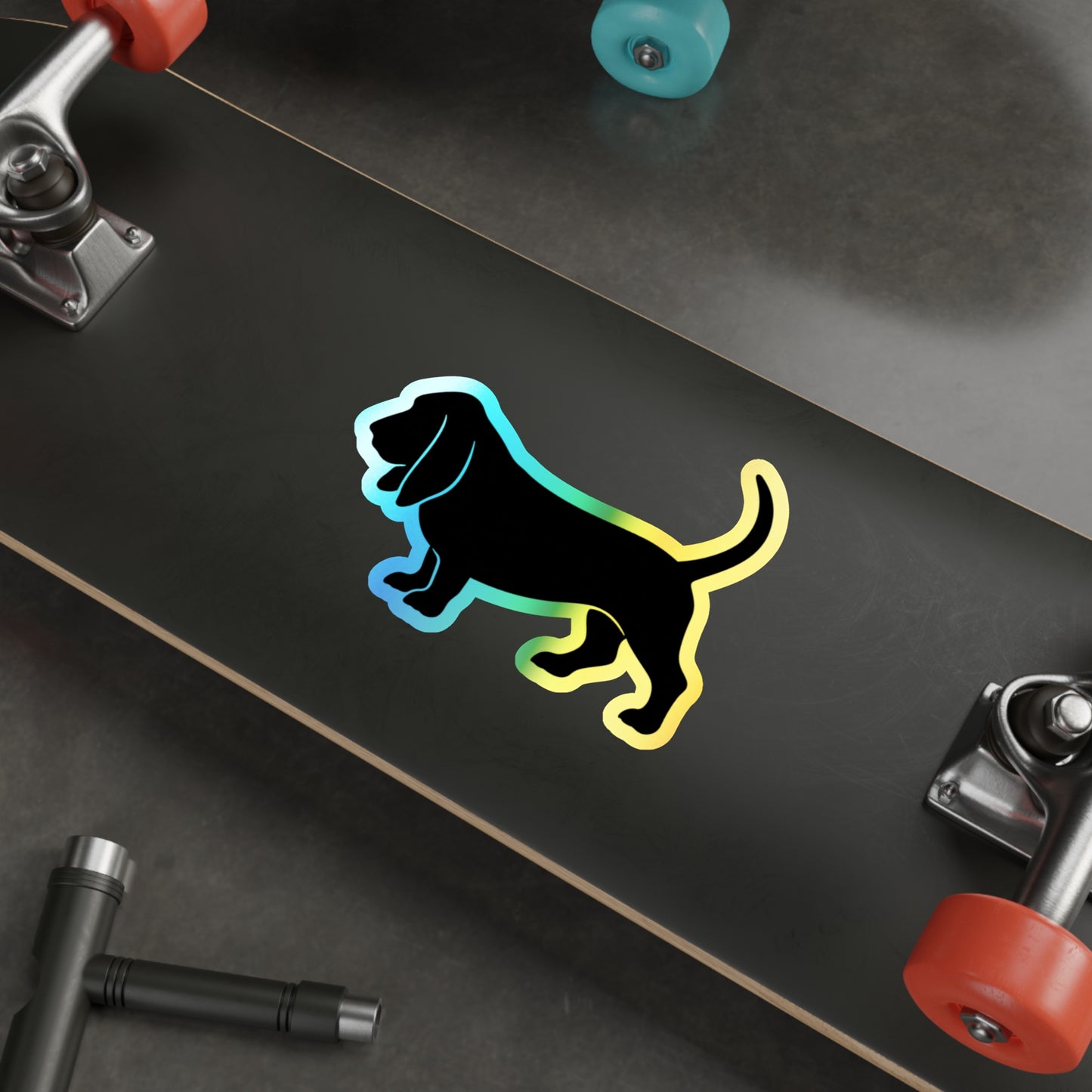 Basset Hound  Silhouette Holographic Sticker