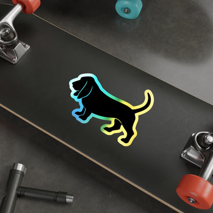 Basset Hound  Silhouette Holographic Sticker
