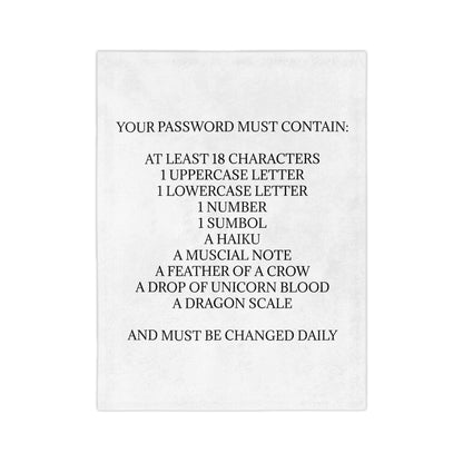 Password Velveteen Microfiber Blanket