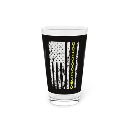 Thin Yellow Line Drinking Glass