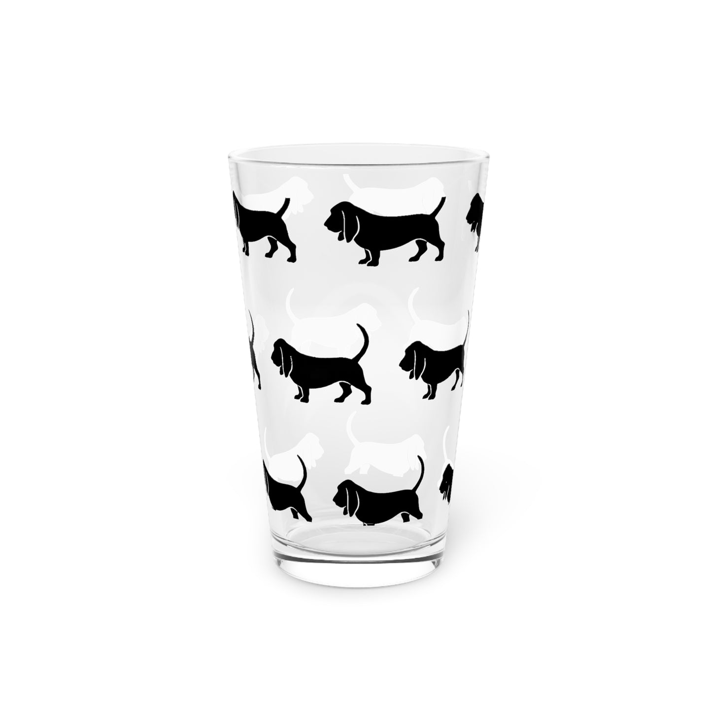 Basset Hound Silhouette Drinking Glass