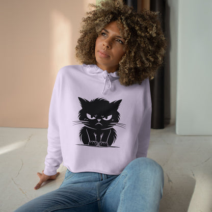 Angry Cat Women's Crop Hoodie