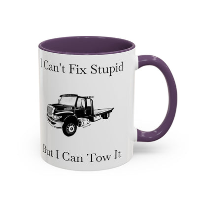 I Can't Fix Stupid Flatbed Tow Truck 2-Tone Coffee Mug