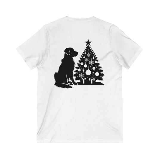 Golden Christmas Tree Unisex Short Sleeve V-Neck Tee