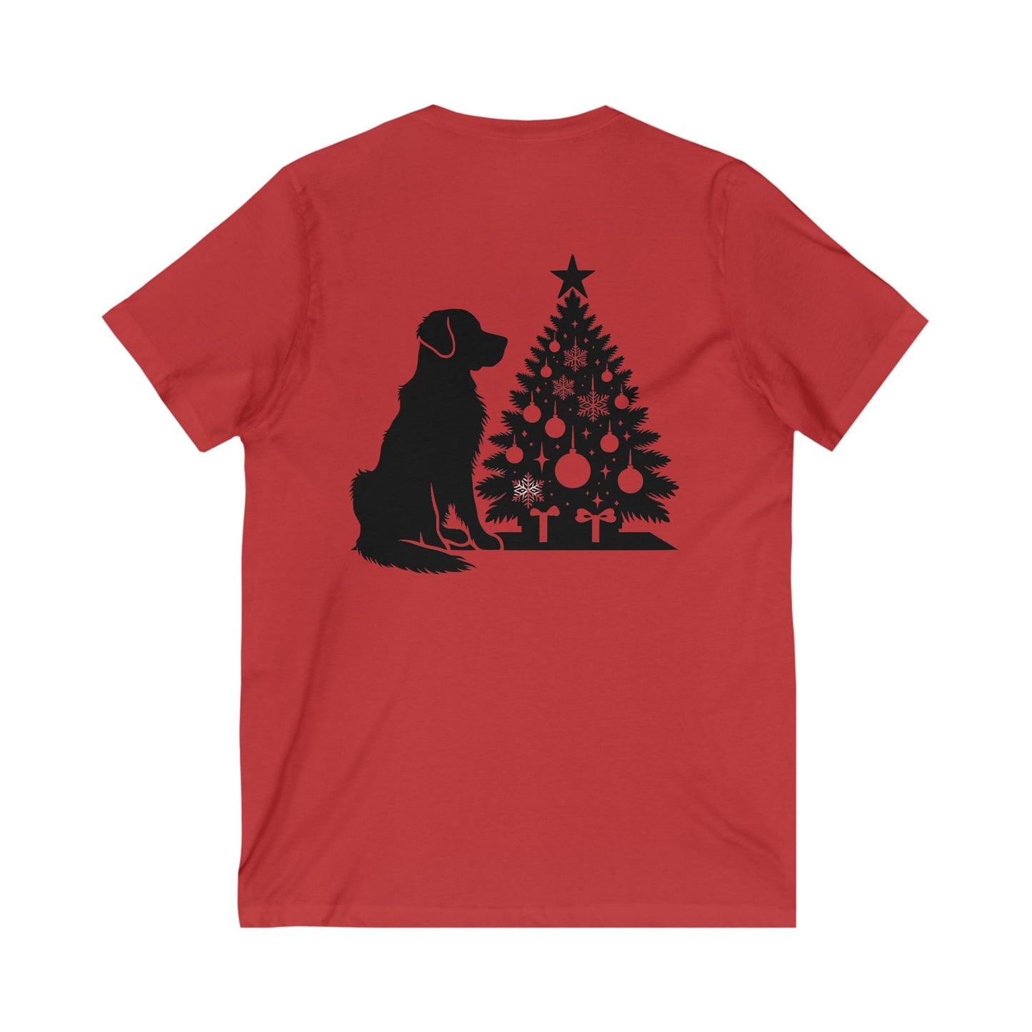 Golden Christmas Tree Unisex Short Sleeve V-Neck Tee