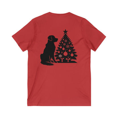 Golden Christmas Tree Unisex Short Sleeve V-Neck Tee