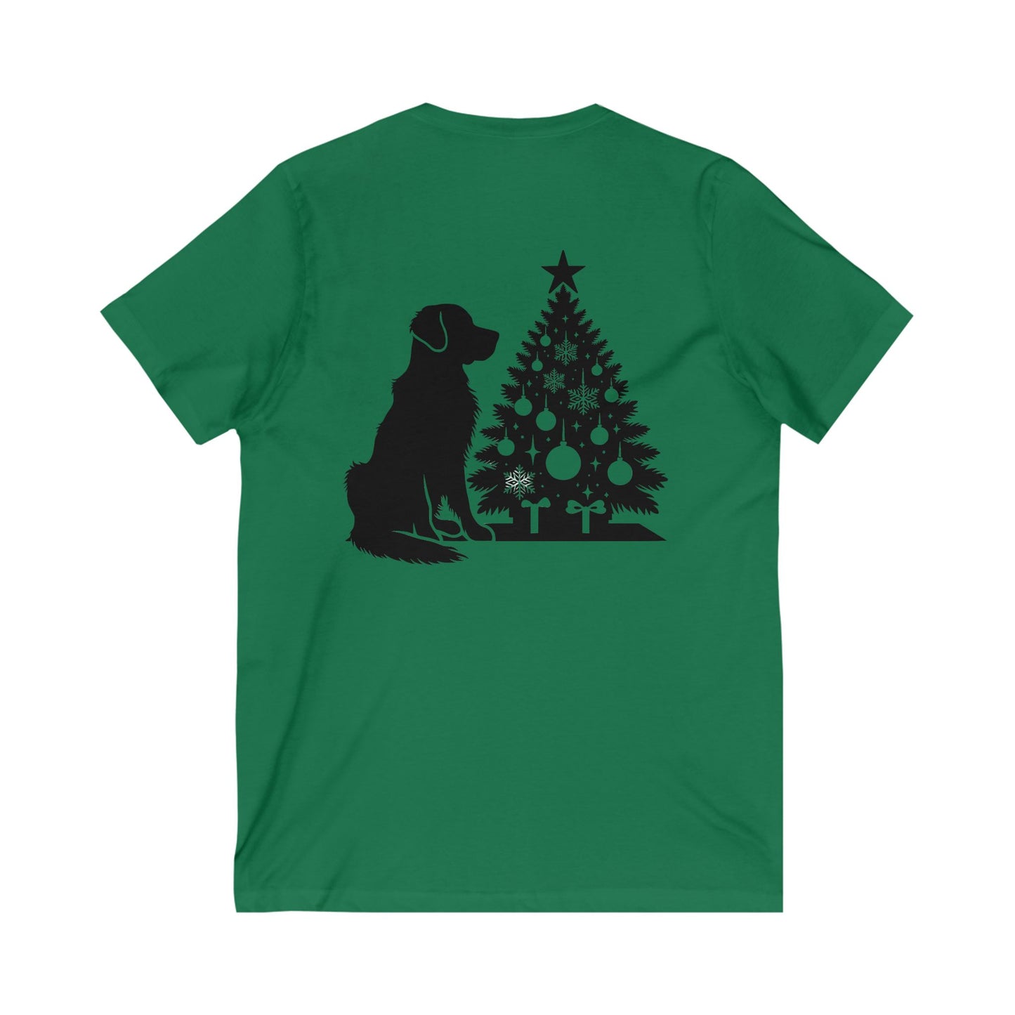 Golden Christmas Tree Unisex Short Sleeve V-Neck Tee