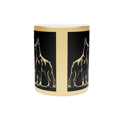 Doberman Christmas Tree Metallic Coffee Mug